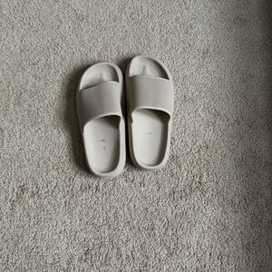 Beige Slide Sandals